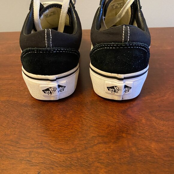 Vans Old Skool Black and White Women's Sneakers - Picture 3 of 5
